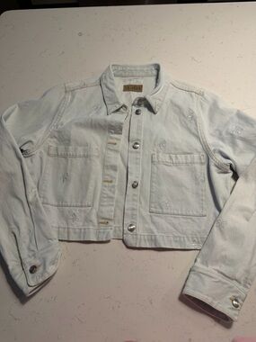 Le Jean Light Wash Embroidered bow Women's Denim Jacket